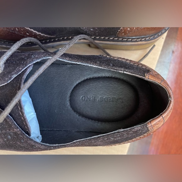 NWT New GENUINE Lands End Men Leather Suede Astor Wingtip Brown Dress Shoes  8 D